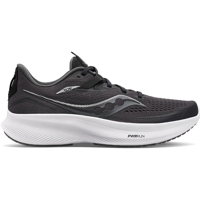 Women's Saucony Ride 15, Black/White, 7.5 B Medium